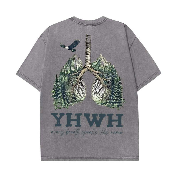 Christianartworkshop Every Breath Speaks His Name Unisex Washed T-shirt