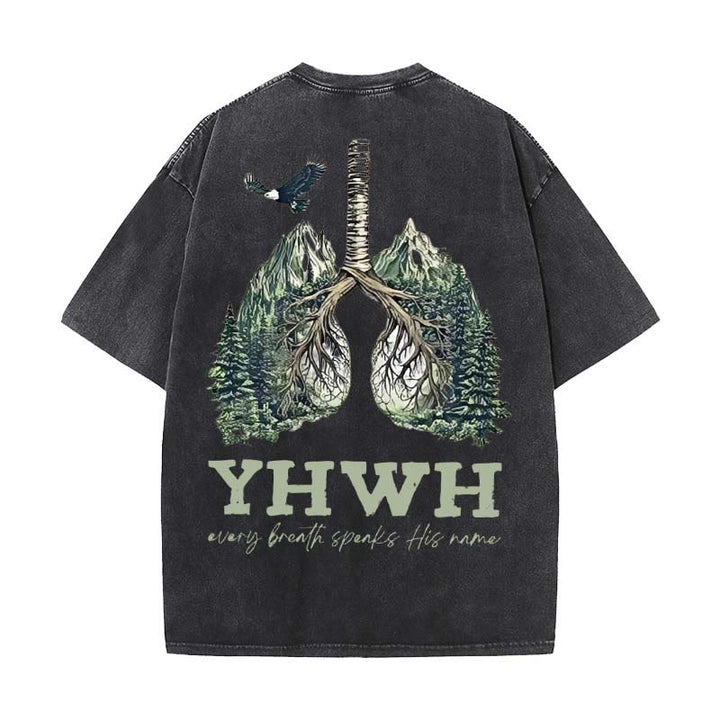 Christianartworkshop Every Breath Speaks His Name Unisex Washed T-shirt