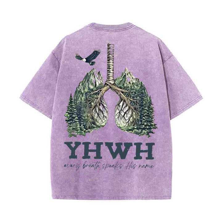 Christianartworkshop Every Breath Speaks His Name Unisex Washed T-shirt