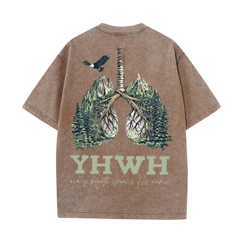 Christianartworkshop Every Breath Speaks His Name Unisex Washed T-shirt - Coffee - 5XL - image 15