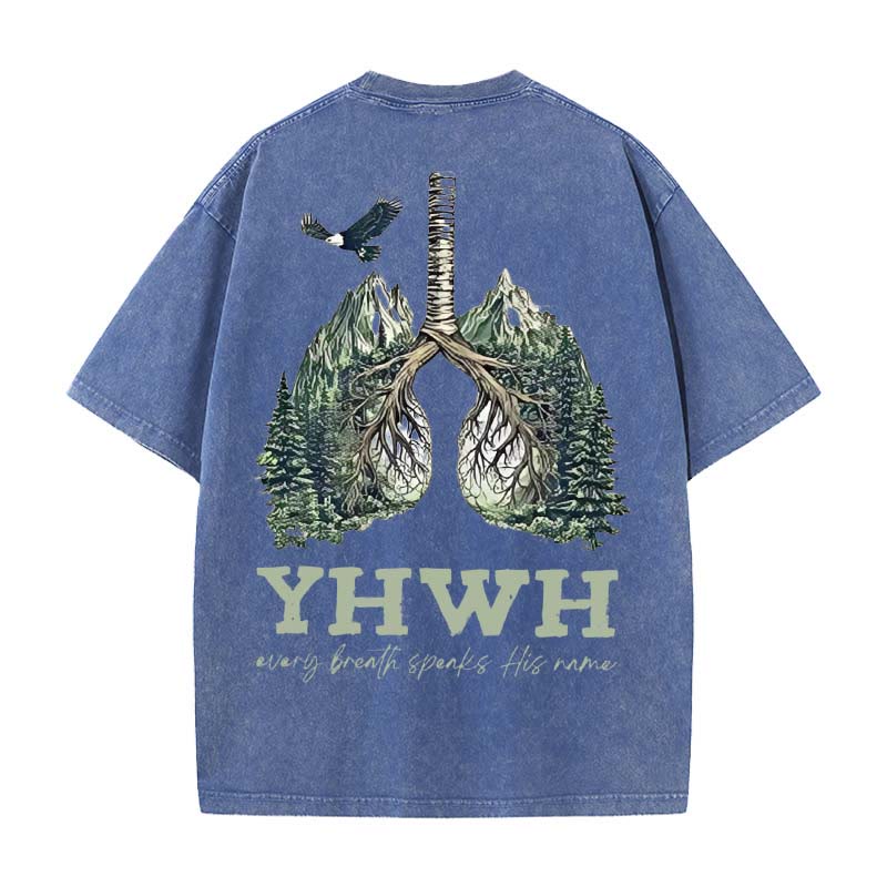 Christianartworkshop Every Breath Speaks His Name Unisex Washed T-shirt