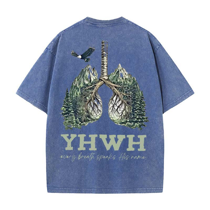 Christianartworkshop Every Breath Speaks His Name Unisex Washed T-shirt