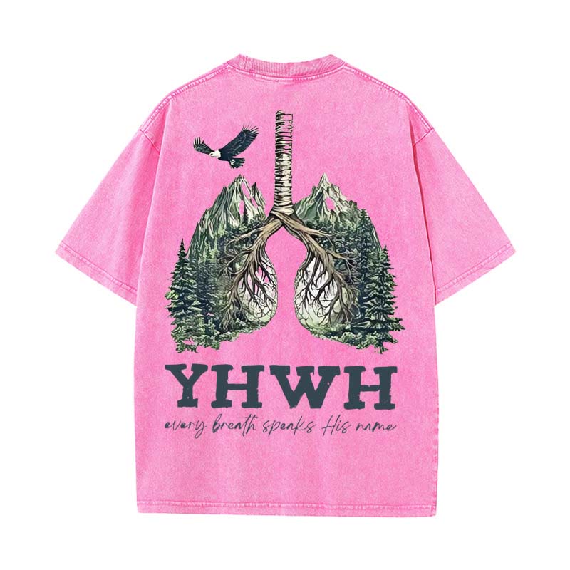 Christianartworkshop Every Breath Speaks His Name Unisex Washed T-shirt