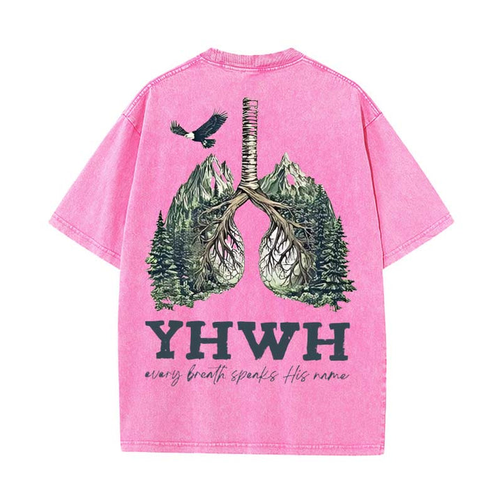 Christianartworkshop Every Breath Speaks His Name Unisex Washed T-shirt