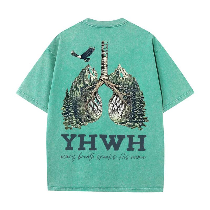 Christianartworkshop Every Breath Speaks His Name Unisex Washed T-shirt