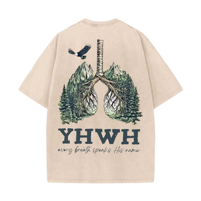 Christianartworkshop Every Breath Speaks His Name Unisex Washed T-shirt