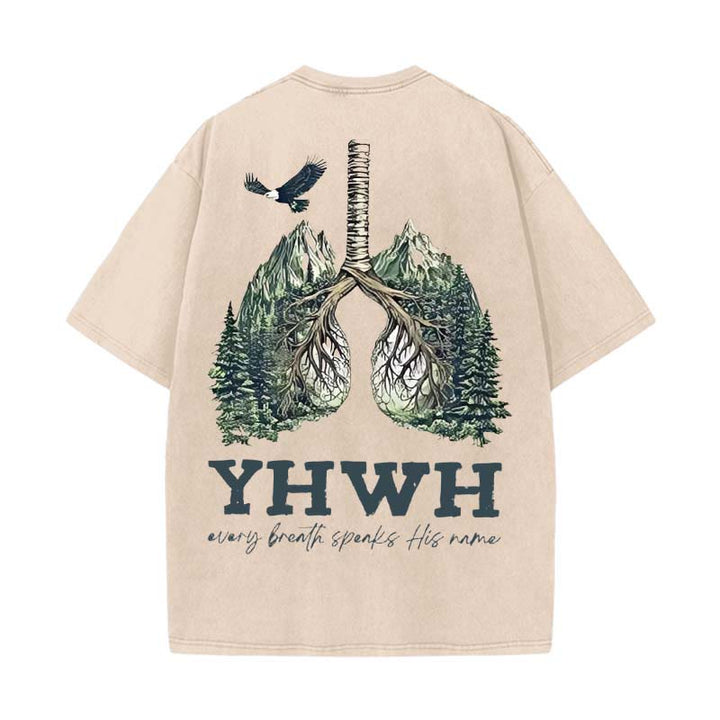 Christianartworkshop Every Breath Speaks His Name Unisex Washed T-shirt
