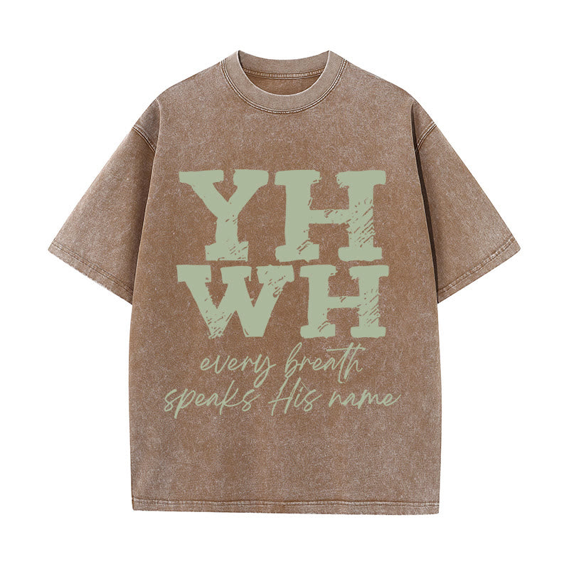Christianartworkshop Every Breath Speaks His Name Unisex Washed T-shirt