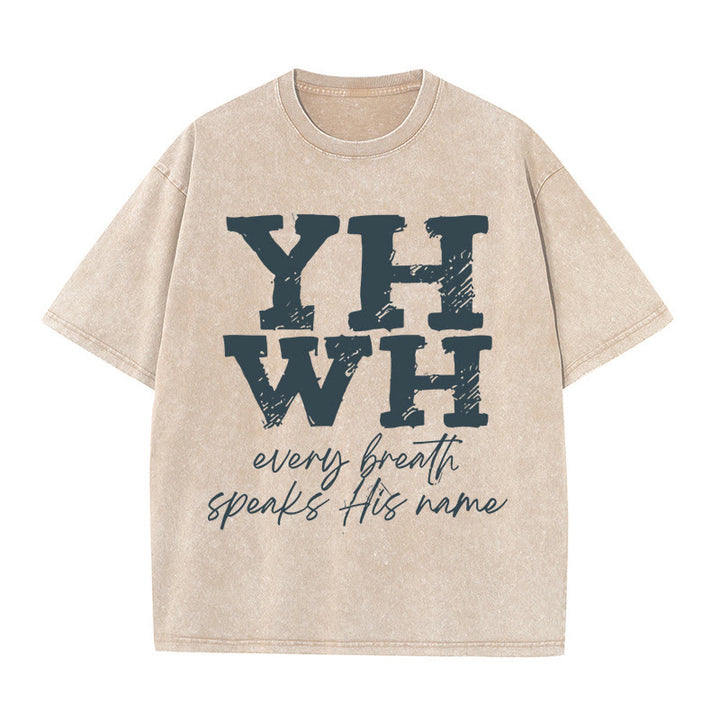 Christianartworkshop Every Breath Speaks His Name Unisex Washed T-shirt