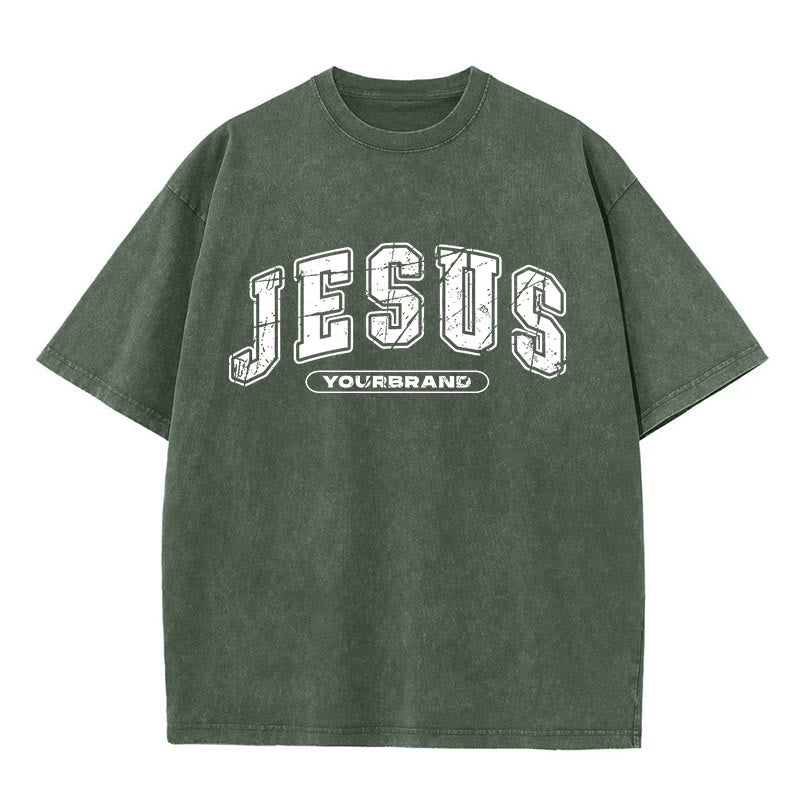 Christianartworkshop Vintage Style Jesus Christ Unisex Washed T-shirt - image 1
