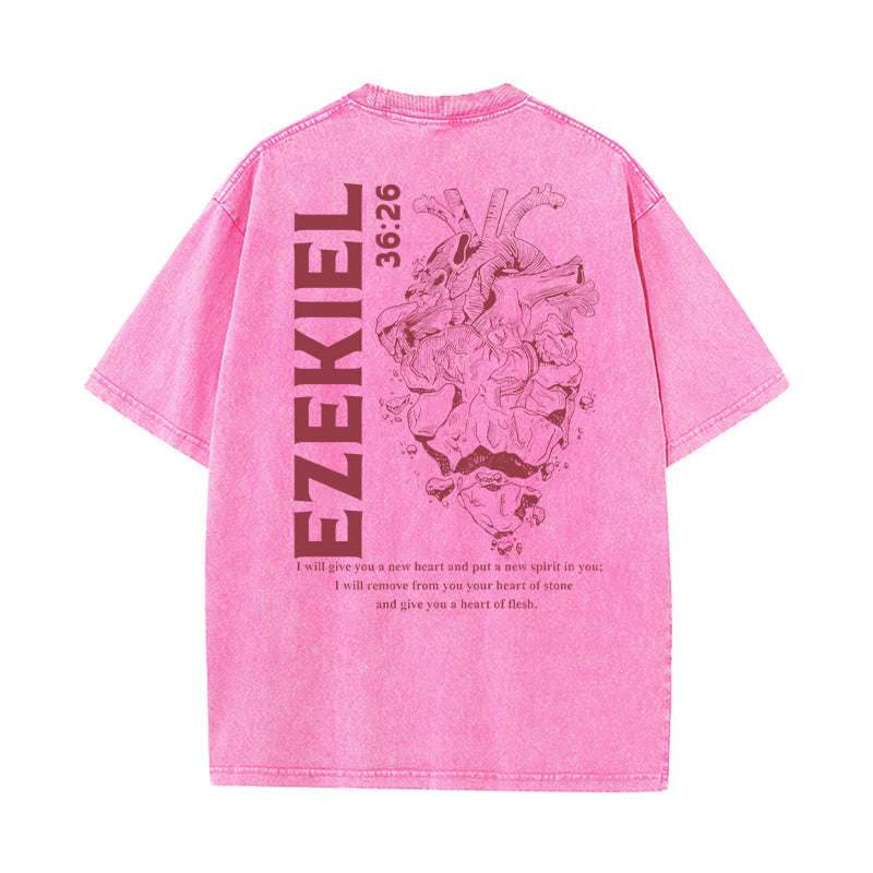 Christianartworkshop Heart Illustration Ezekiel Christian Washed T-shirt