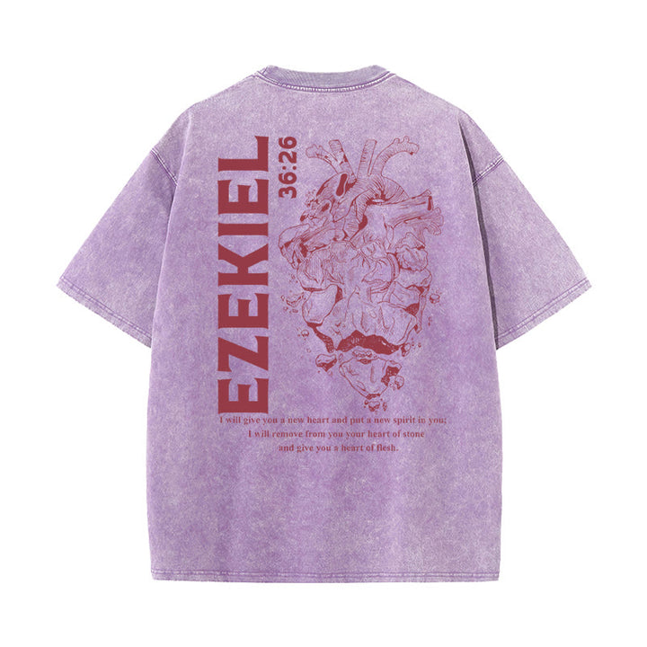 Christianartworkshop Heart Illustration Ezekiel Christian Washed T-shirt