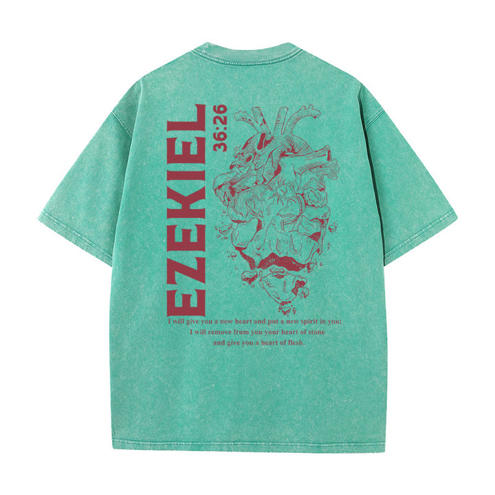 Christianartworkshop Heart Illustration Ezekiel Christian Washed T-shirt
