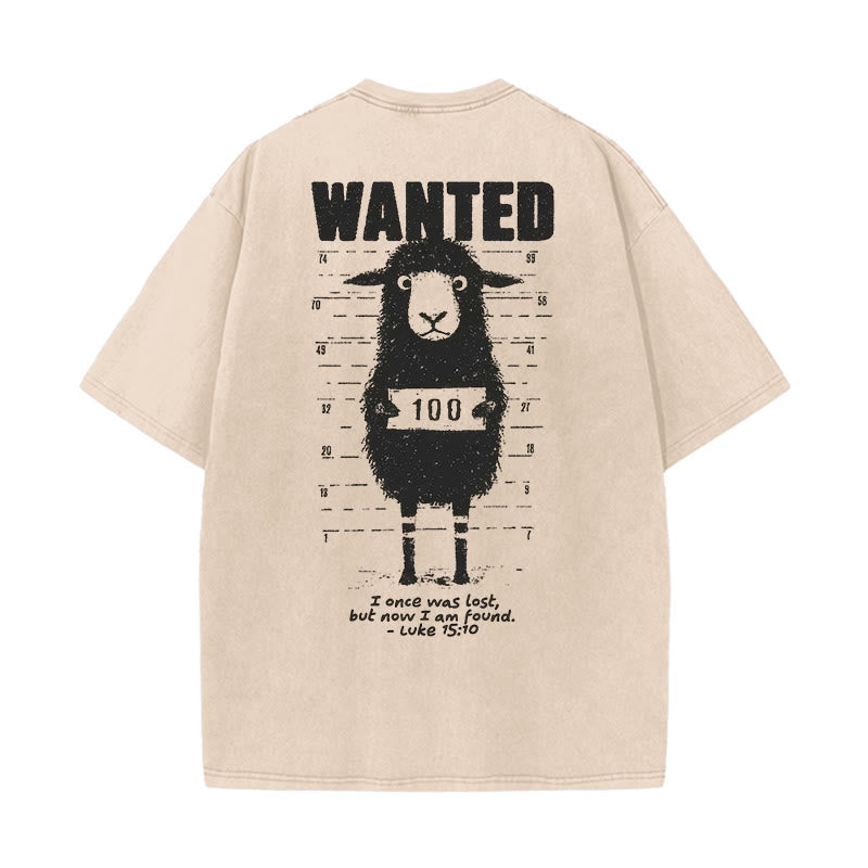 Christianartworkshop Wanted Sheep Unisex Washed T-shirt