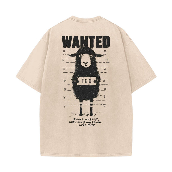 Christianartworkshop Wanted Sheep Unisex Washed T-shirt