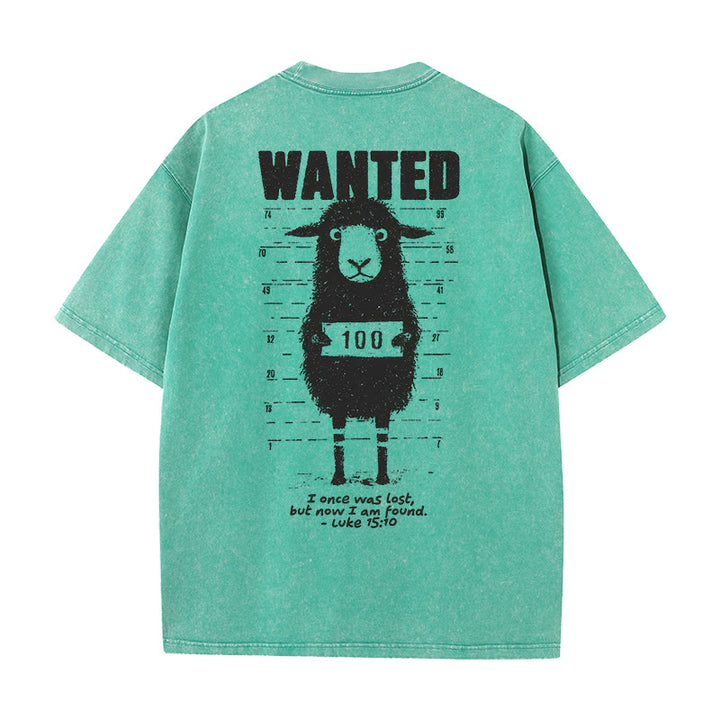 Christianartworkshop Wanted Sheep Unisex Washed T-shirt