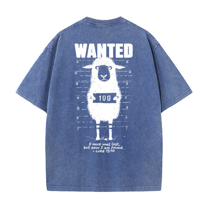 Christianartworkshop Wanted Sheep Unisex Washed T-shirt