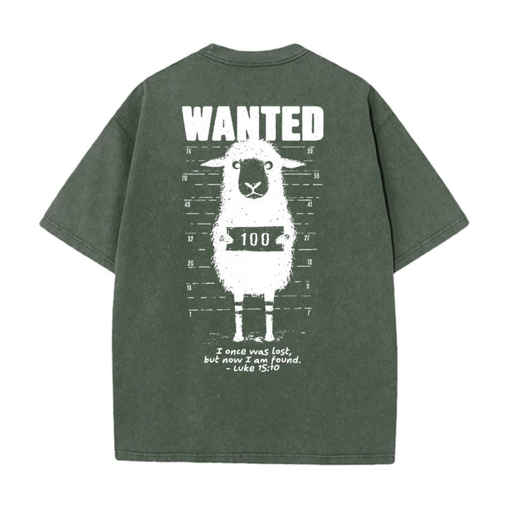Christianartworkshop Wanted Sheep Unisex Washed T-shirt