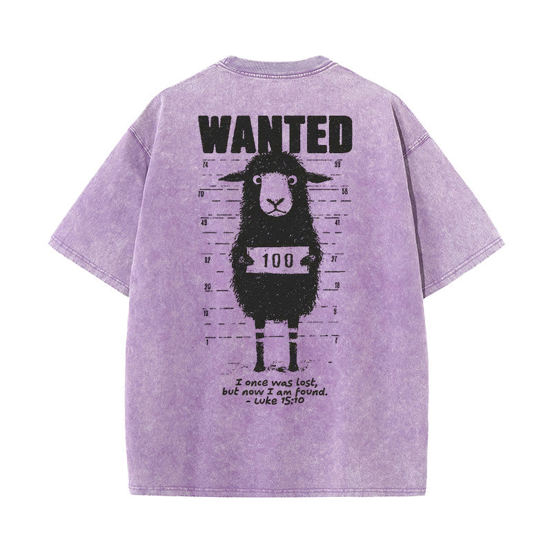 Christianartworkshop Wanted Sheep Unisex Washed T-shirt
