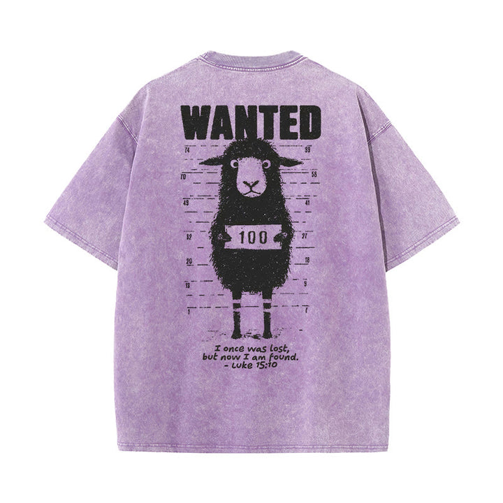 Christianartworkshop Wanted Sheep Unisex Washed T-shirt