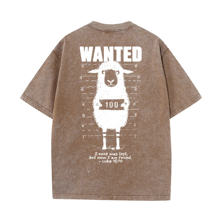 Christianartworkshop Wanted Sheep Unisex Washed T-shirt
