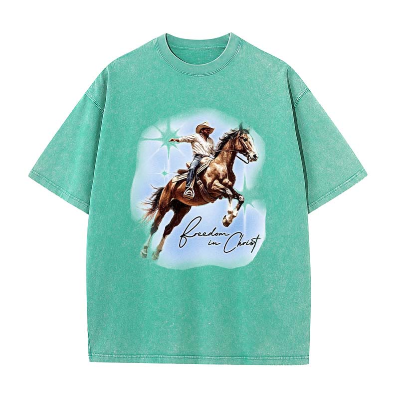 Christianartworkshop Freedom In Christ Unisex Washed T-shirt