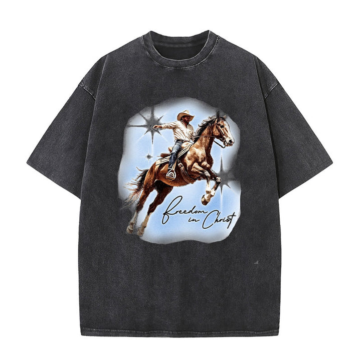 Christianartworkshop Freedom In Christ Unisex Washed T-shirt