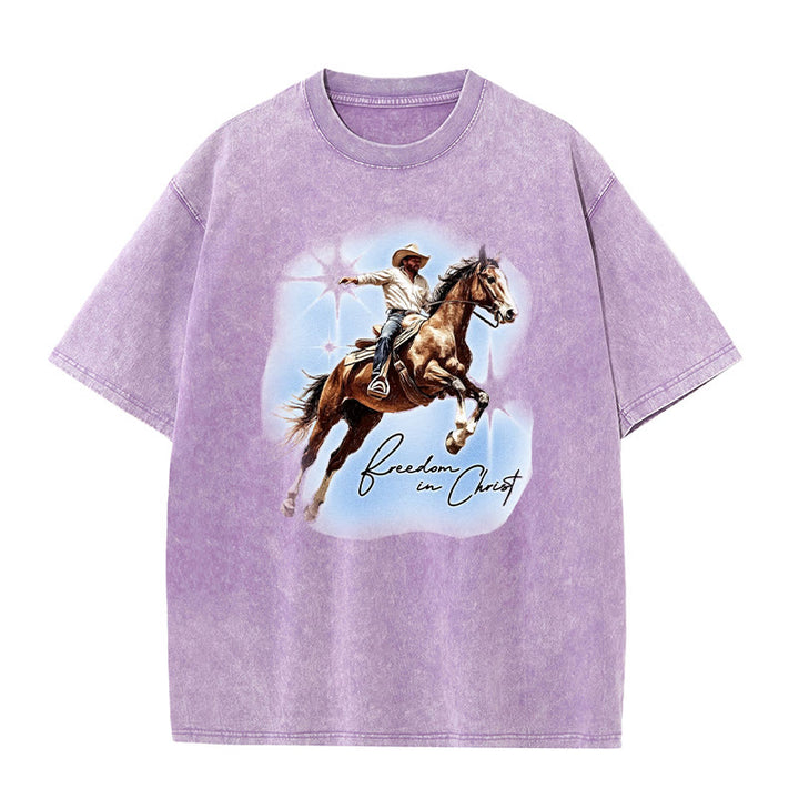Christianartworkshop Freedom In Christ Unisex Washed T-shirt