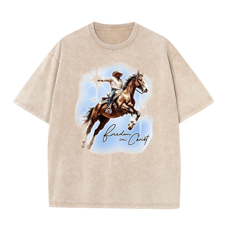 Christianartworkshop Freedom In Christ Unisex Washed T-shirt