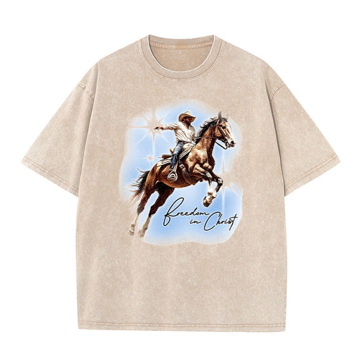 Christianartworkshop Freedom In Christ Unisex Washed T-shirt