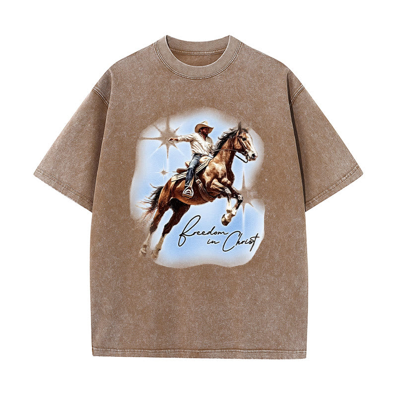 Christianartworkshop Freedom In Christ Unisex Washed T-shirt
