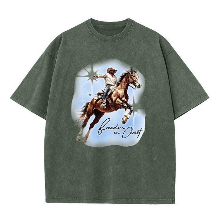 Christianartworkshop Freedom In Christ Unisex Washed T-shirt