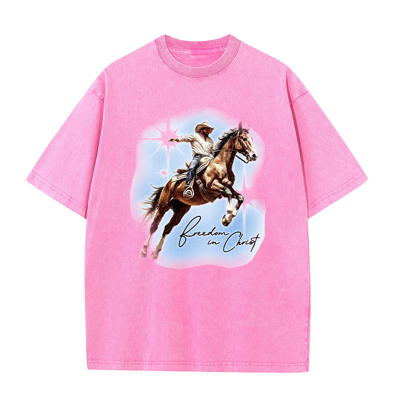 Christianartworkshop Freedom In Christ Unisex Washed T-shirt
