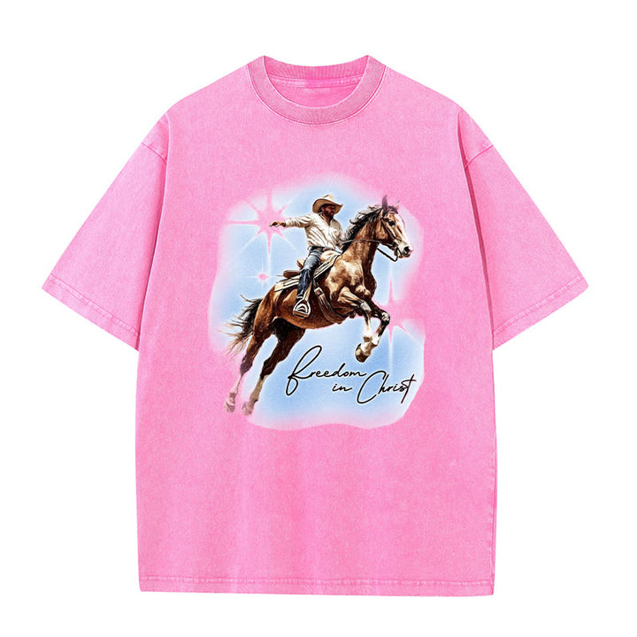 Christianartworkshop Freedom In Christ Unisex Washed T-shirt
