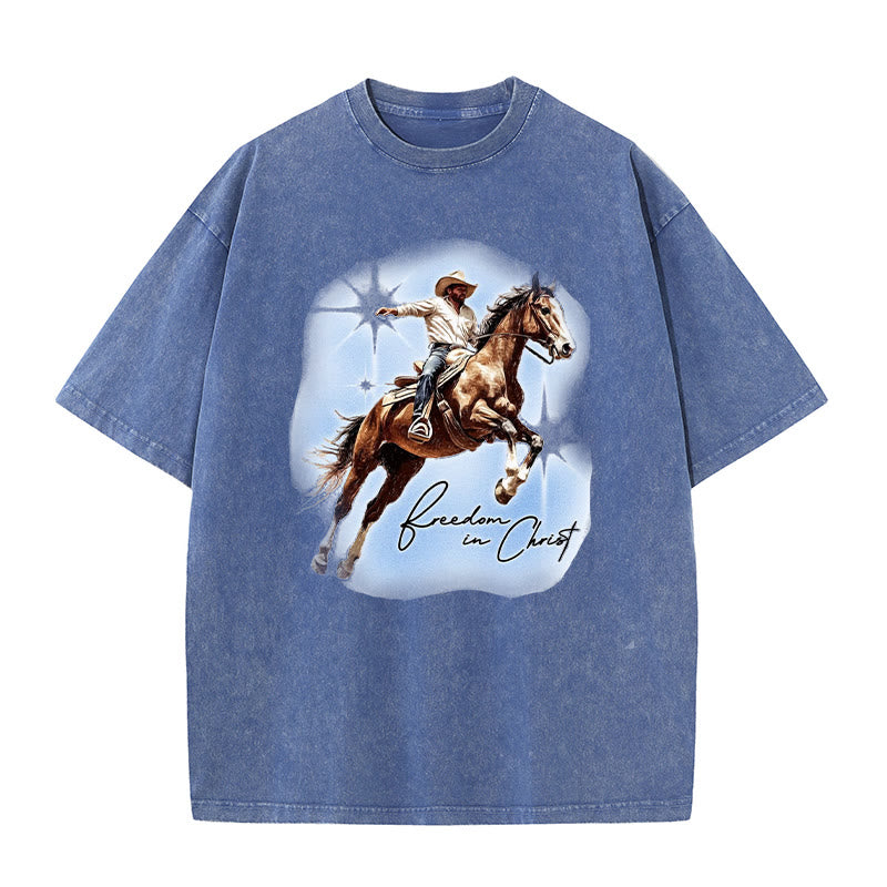 Christianartworkshop Freedom In Christ Unisex Washed T-shirt