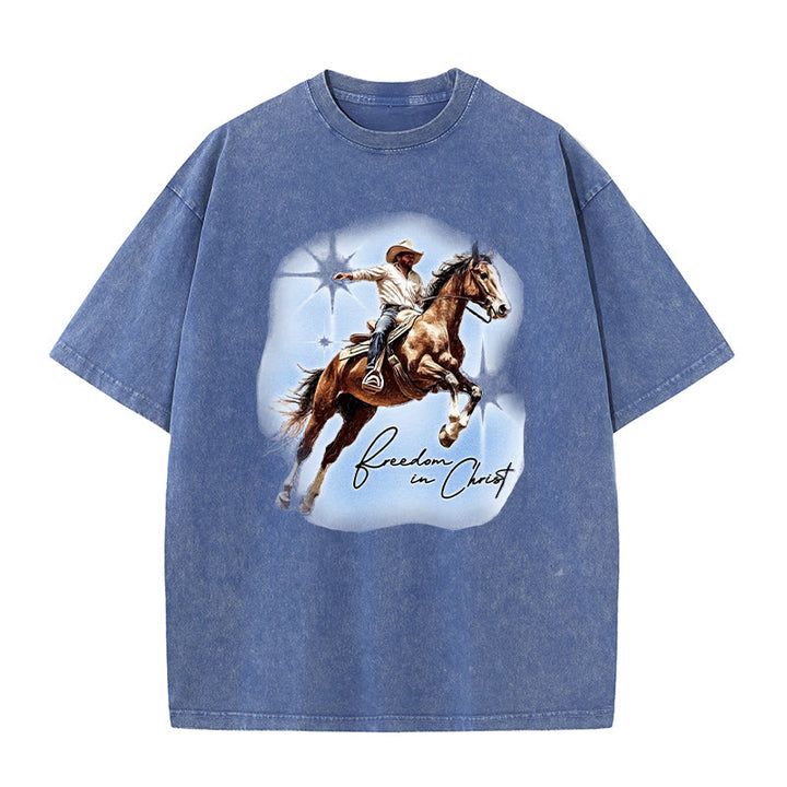 Christianartworkshop Freedom In Christ Unisex Washed T-shirt
