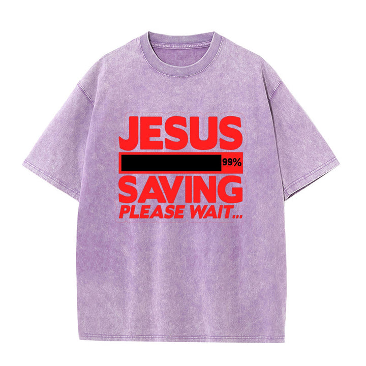 Christianartworkshop Jesus Saving Please Wait Unisex Washed T-shirt