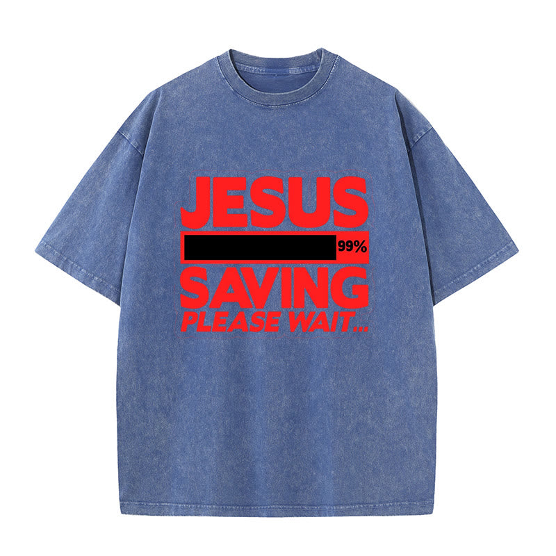 Christianartworkshop Jesus Saving Please Wait Unisex Washed T-shirt