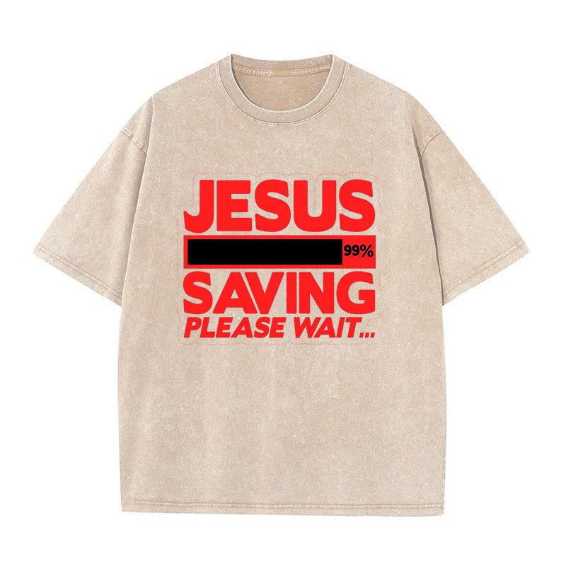 Christianartworkshop Jesus Saving Please Wait Unisex Washed T-shirt