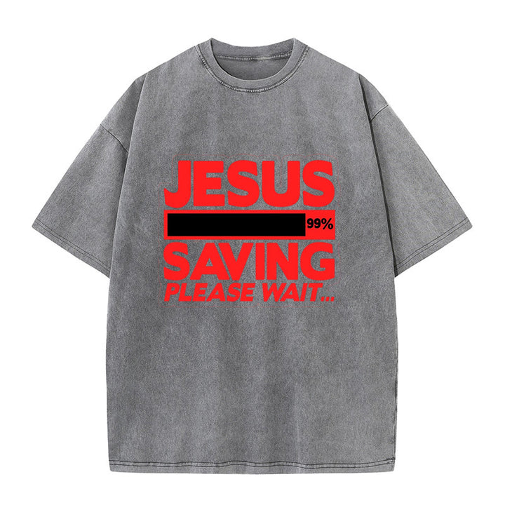 Christianartworkshop Jesus Saving Please Wait Unisex Washed T-shirt