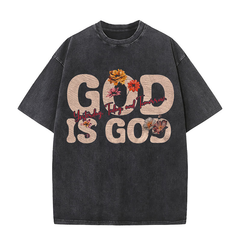 Christianartworkshop God Is God Unisex Washed T-shirt - Black - 5XL - image 0
