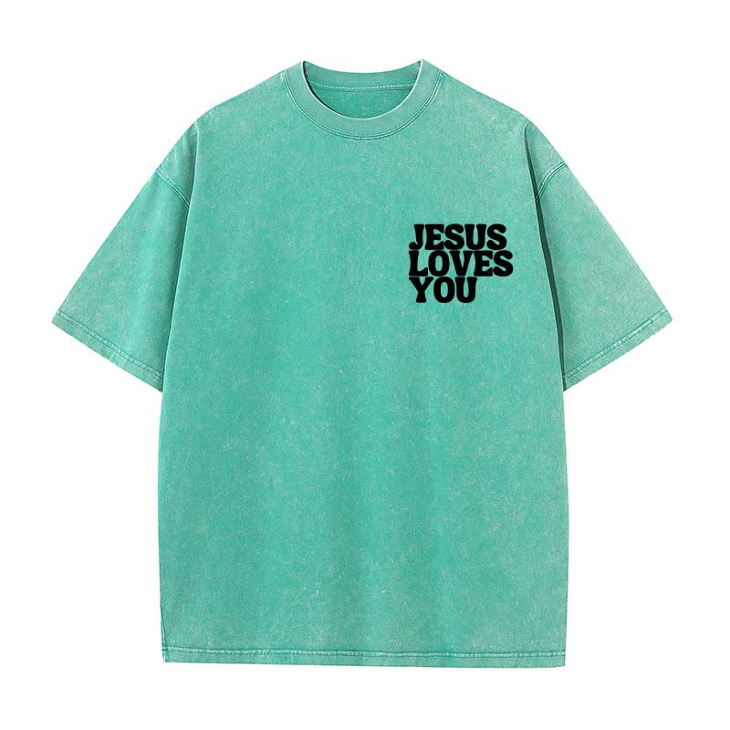 Christianartworkshop Good News Jesus Loves You Unisex Washed T-shirt
