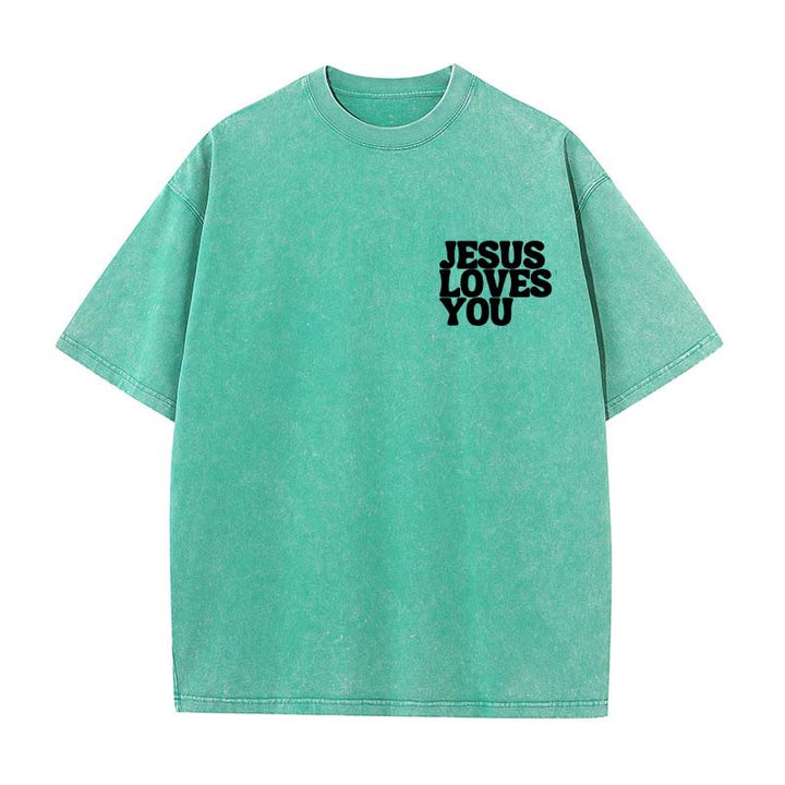 Christianartworkshop Good News Jesus Loves You Unisex Washed T-shirt