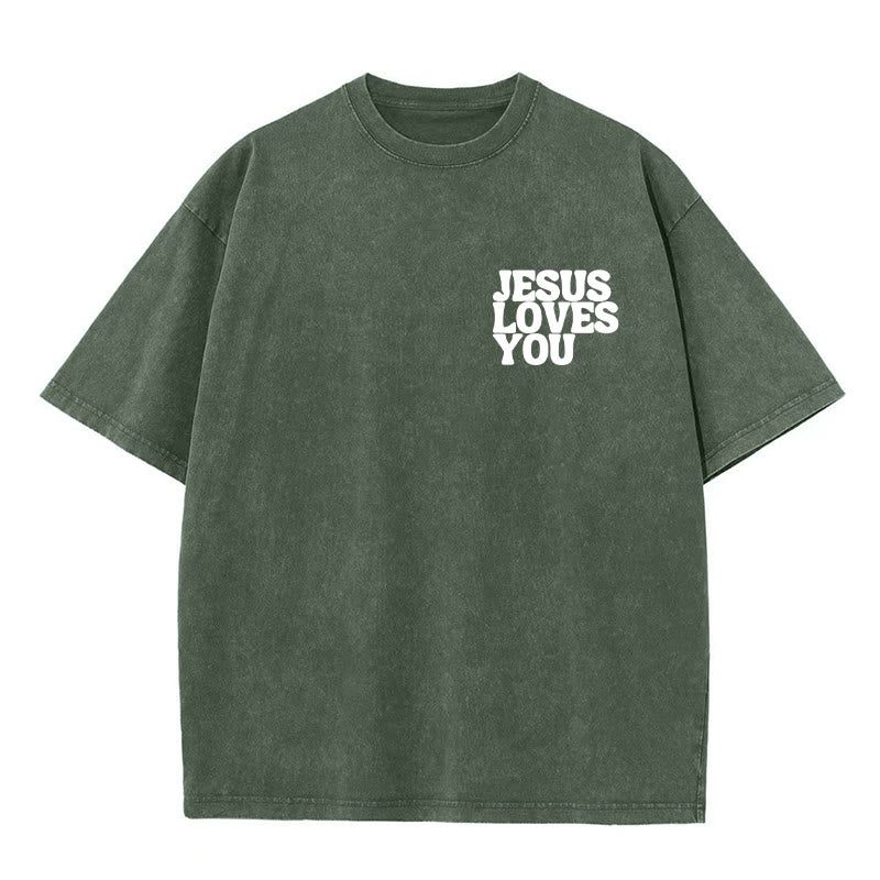 Christianartworkshop Good News Jesus Loves You Unisex Washed T-shirt
