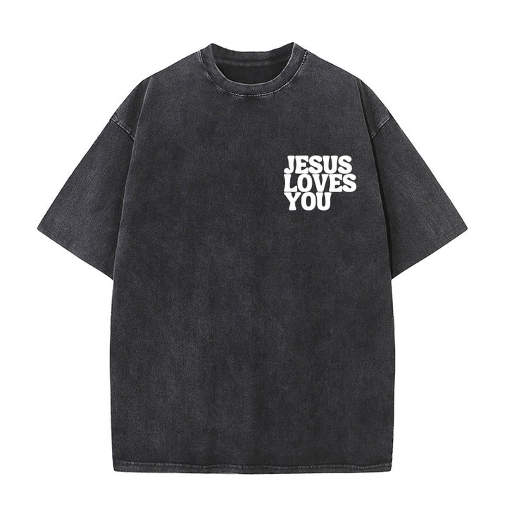 Christianartworkshop Good News Jesus Loves You Unisex Washed T-shirt