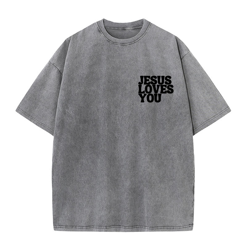 Christianartworkshop Good News Jesus Loves You Unisex Washed T-shirt