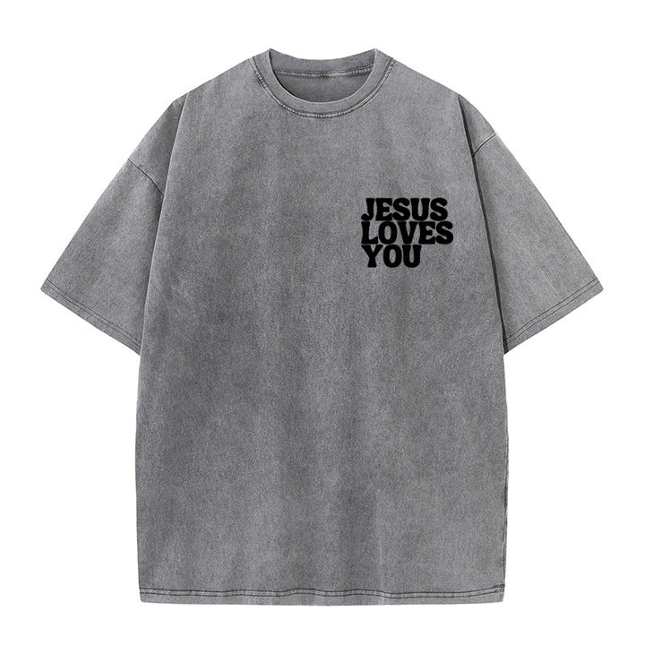 Christianartworkshop Good News Jesus Loves You Unisex Washed T-shirt