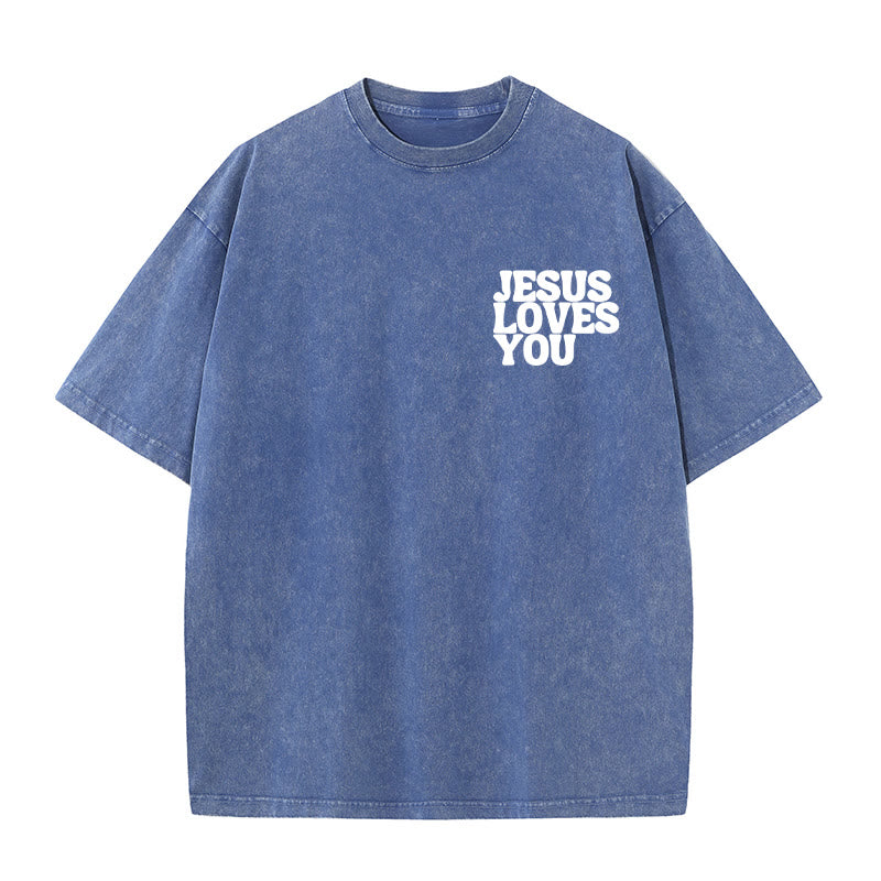 Christianartworkshop Good News Jesus Loves You Unisex Washed T-shirt