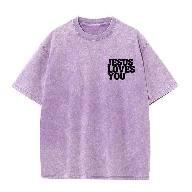 Christianartworkshop Good News Jesus Loves You Unisex Washed T-shirt