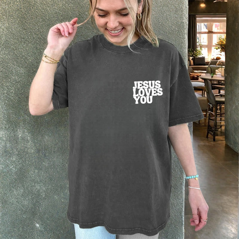 Christianartworkshop Good News Jesus Loves You Unisex Washed T-shirt